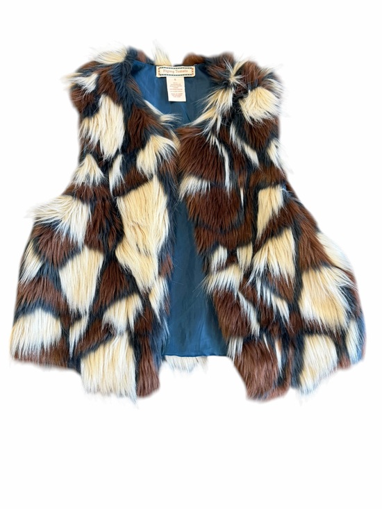Flying Tomato Jackets & Blazers - Flying Tomato Faux Fur Patchwork Vest Brown Cream Size S